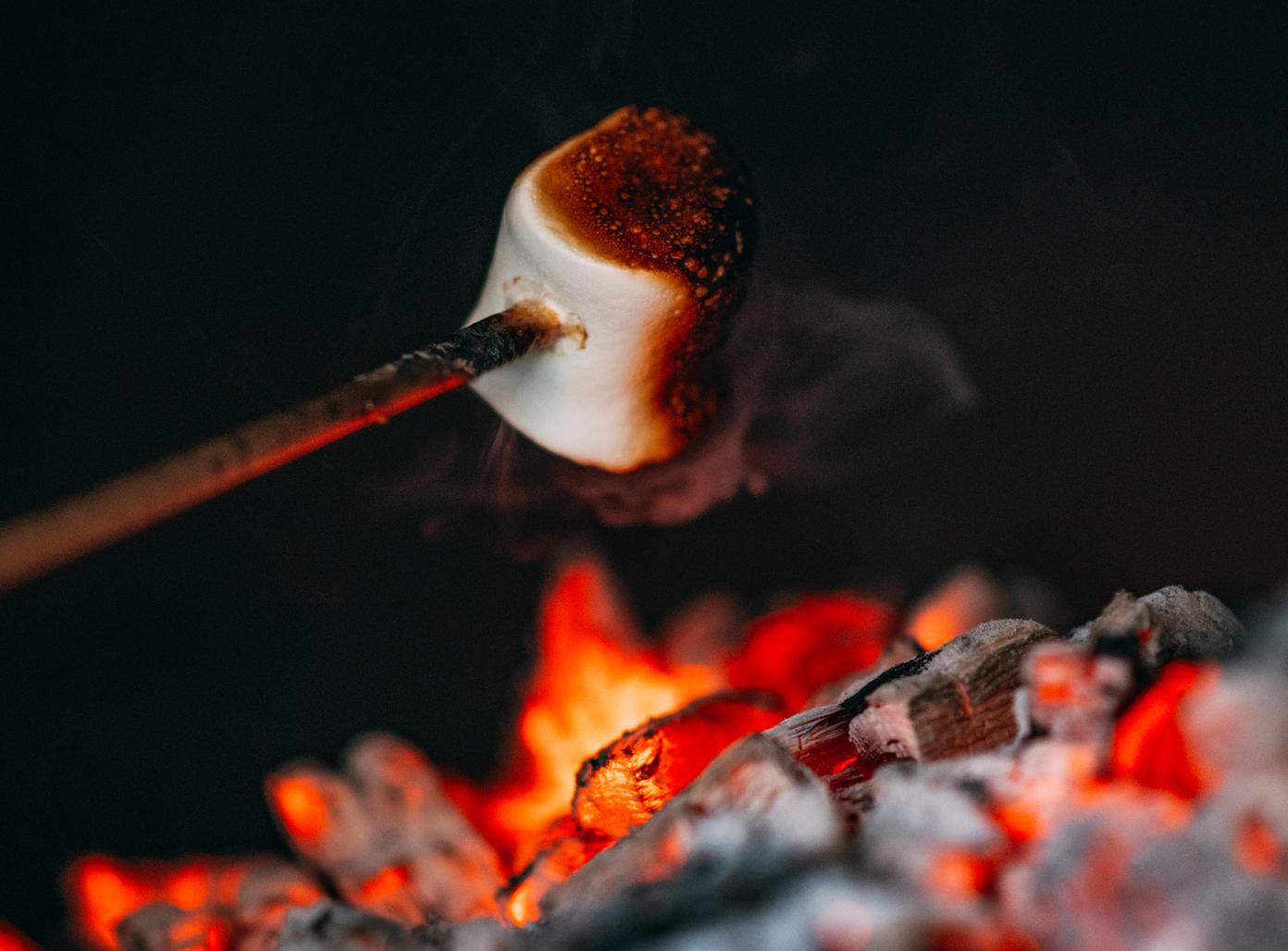 Marshmallow toasting on fire