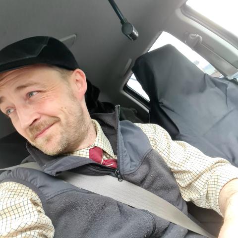Jon O'Connor in vehicle