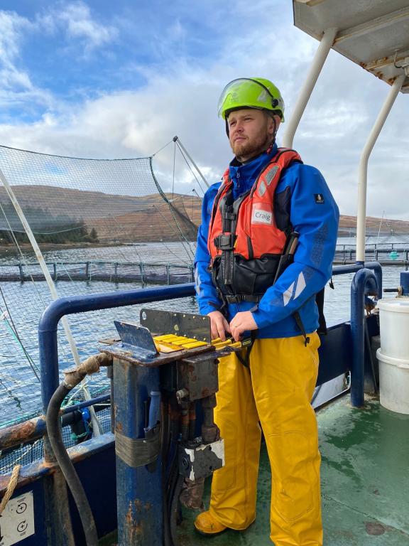 Craig Grounds, working in aquaculture