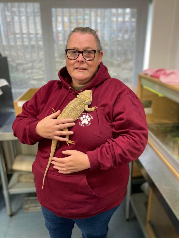 Susan Turner with Ed the Bearded Dragon